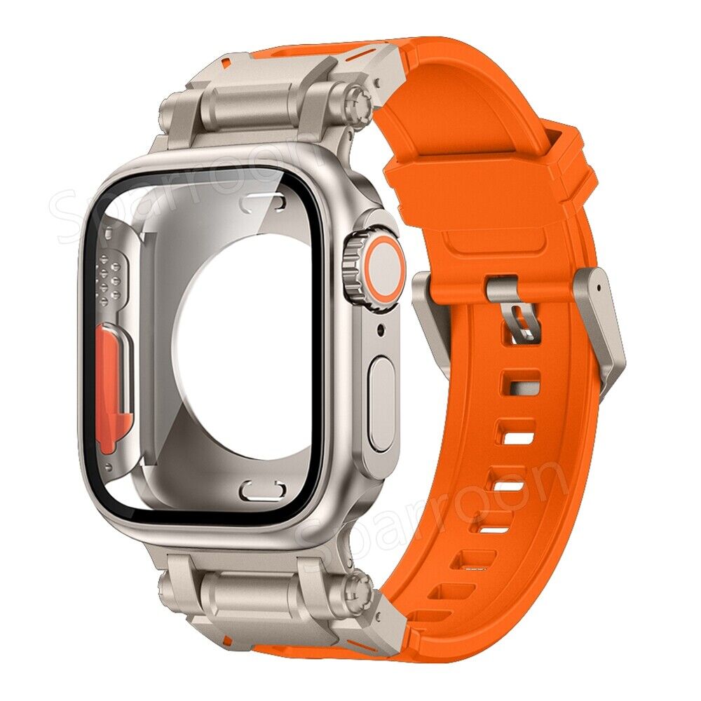 Rovelo Metal Ultra-Style-fodral och fluoroarmbandsset, Apple Watch Series 4-9 & SE