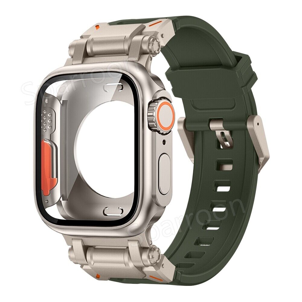 Rovelo Metal Ultra-Style-fodral och fluoroarmbandsset, Apple Watch Series 4-9 & SE
