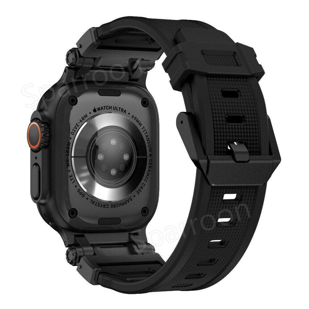 Rovelo Metal Ultra-Style-fodral och fluoroarmbandsset, Apple Watch Series 4-9 & SE