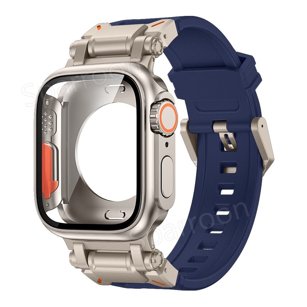 Rovelo Metal Ultra-Style-fodral och fluoroarmbandsset, Apple Watch Series 4-9 & SE