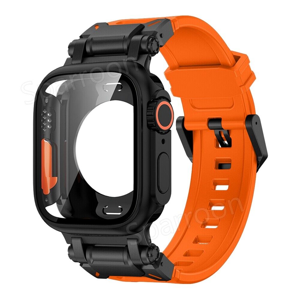 Rovelo Metal Ultra-Style-fodral och fluoroarmbandsset, Apple Watch Series 4-9 & SE