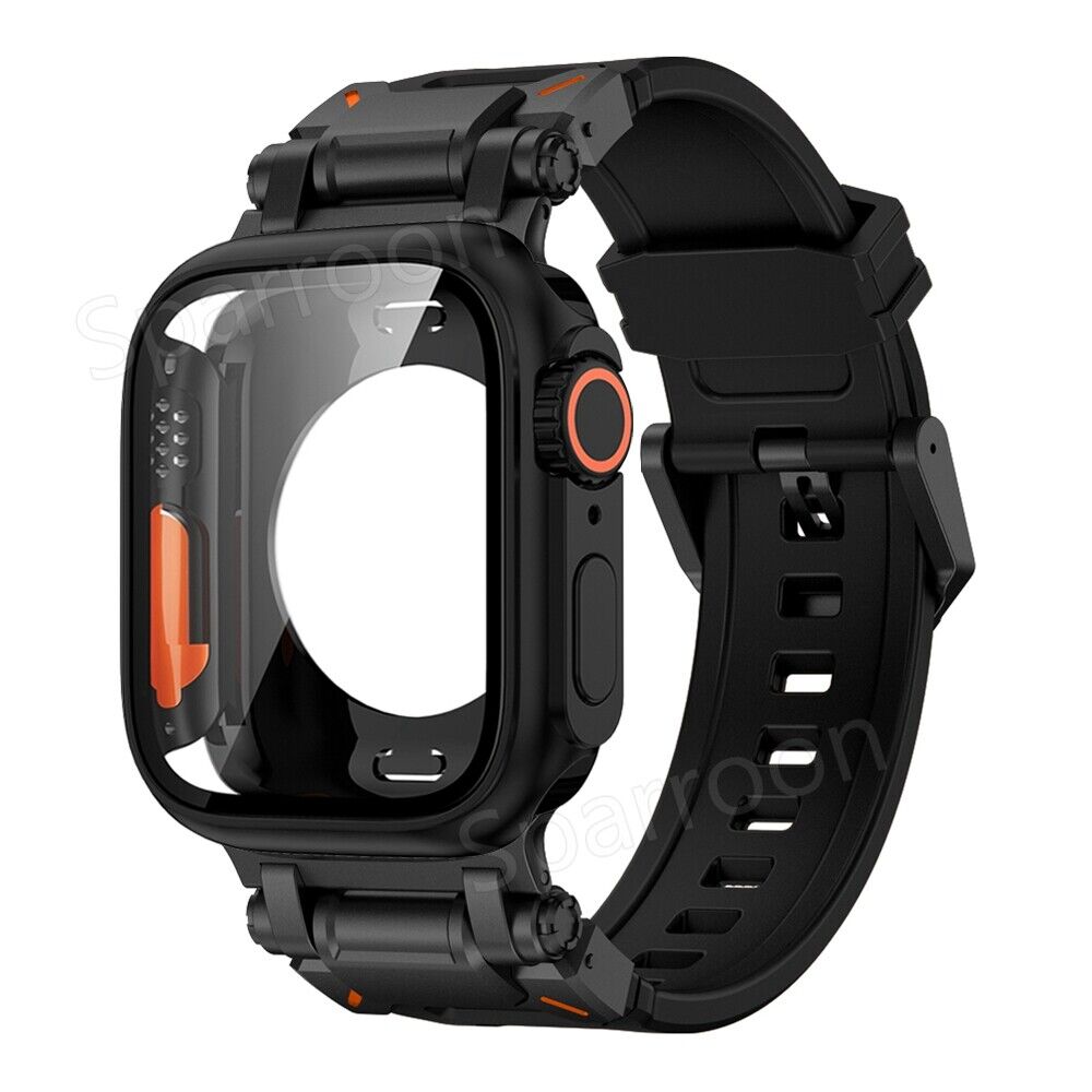 Rovelo Metal Ultra-Style-fodral och fluoroarmbandsset, Apple Watch Series 4-9 & SE