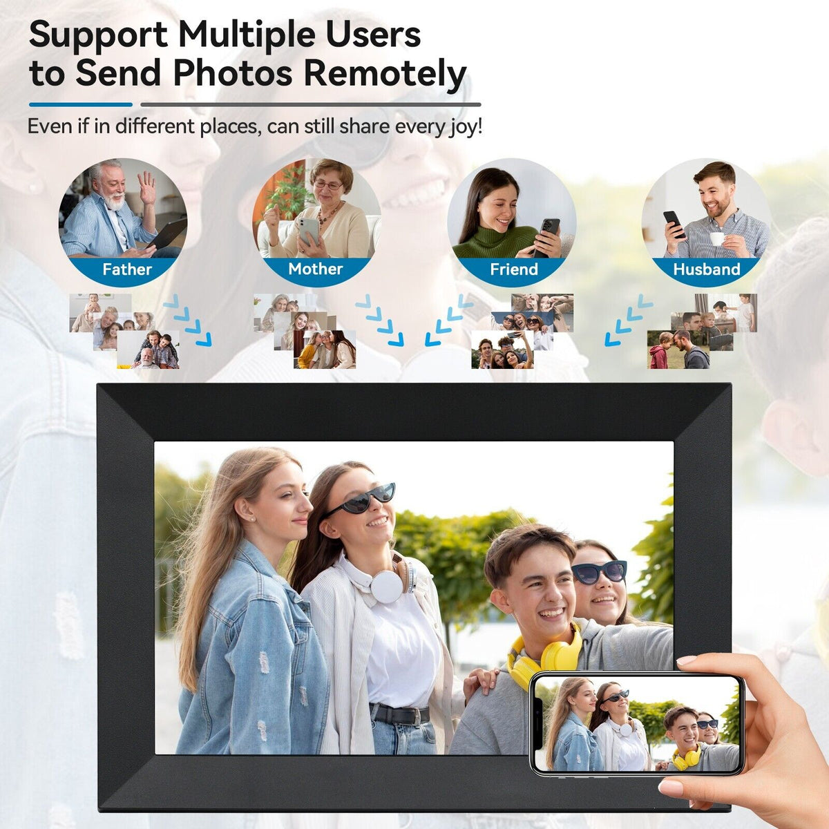 10.1-Inch WiFi Photo Frame With 1080p Touch Display For Families | Fioriscas