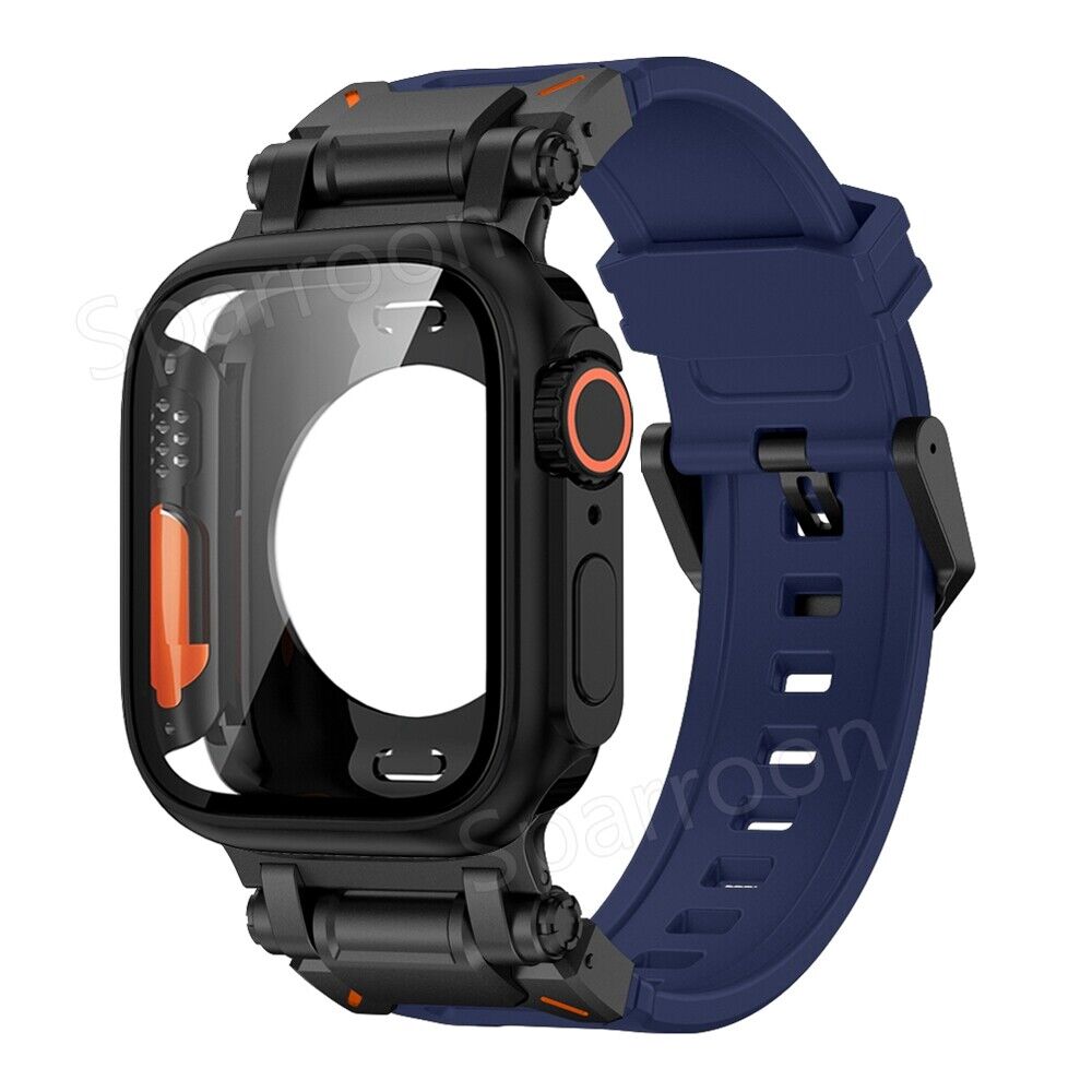 Rovelo Metal Ultra-Style-fodral och fluoroarmbandsset, Apple Watch Series 4-9 & SE