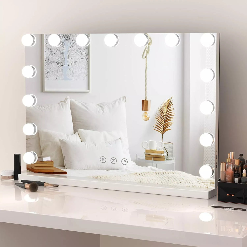 Lighted Vanity Mirror with 10x Magnifier, Touch Dimmer
