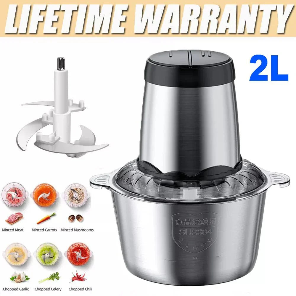 2L Food Chopper with 300W Motor & 4D Stainless Steel Blades for Fast, Even Results - Fioriscas