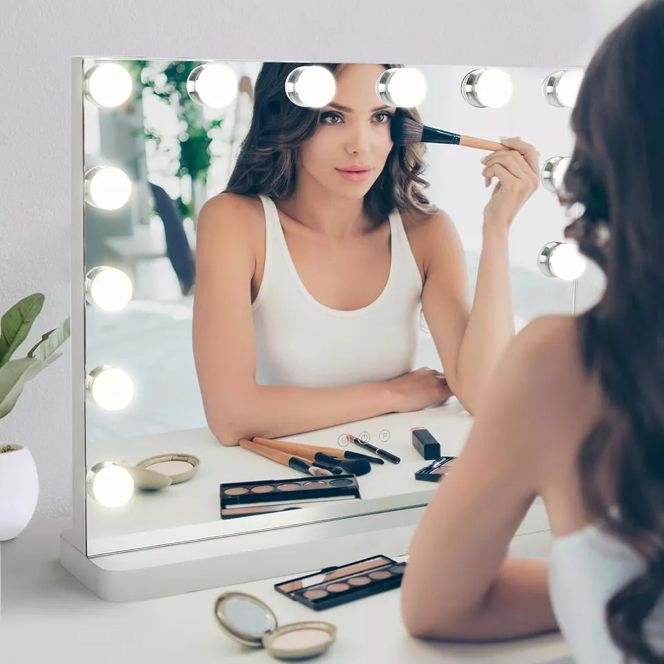 Lighted Vanity Mirror with 10x Magnifier, Touch Dimmer