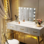 Lighted Vanity Mirror with 10x Magnifier, Touch Dimmer