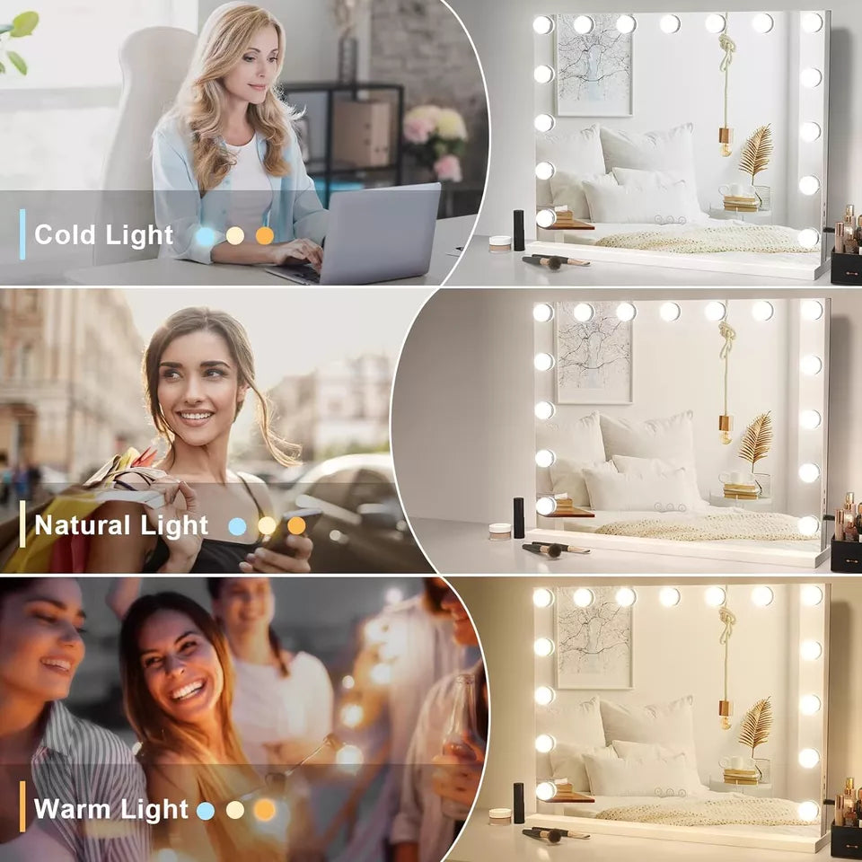 Lighted Vanity Mirror with 10x Magnifier, Touch Dimmer