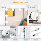 Lighted Vanity Mirror with 10x Magnifier, Touch Dimmer
