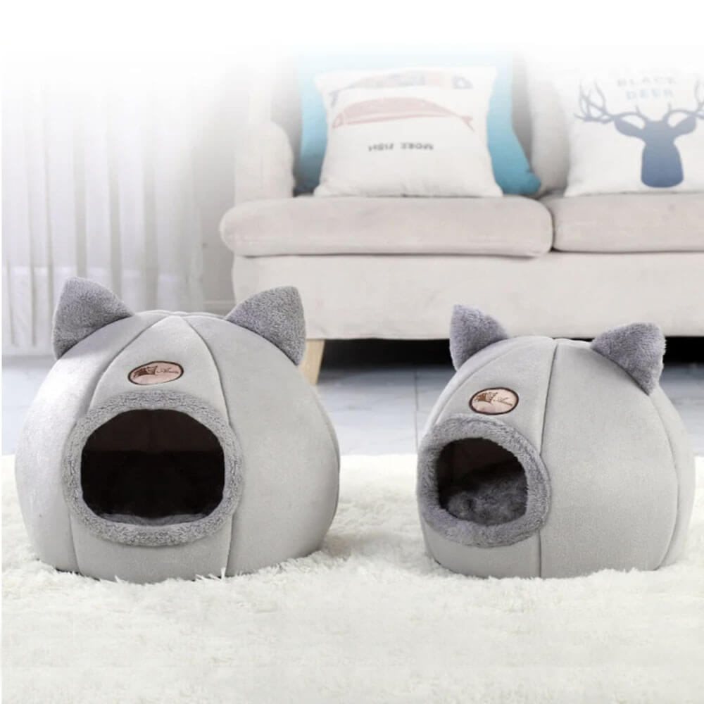 Cama de peluche para gatos em três tamanhos, com algodão PP macio e design amovível, para gatos de interior | Fioriscas