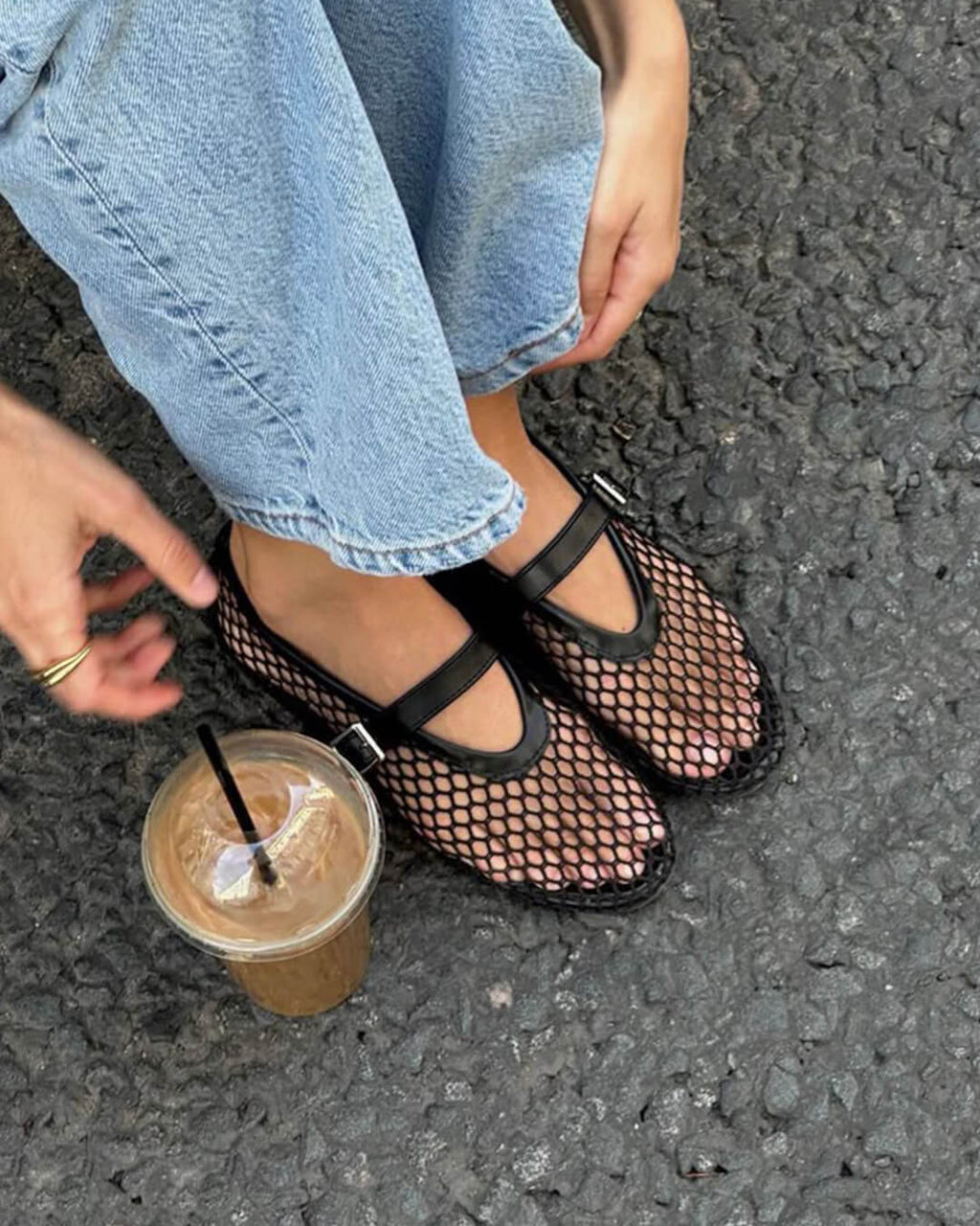 Women's Breathable Mesh Ballet Flats With Vegan Leather Trim