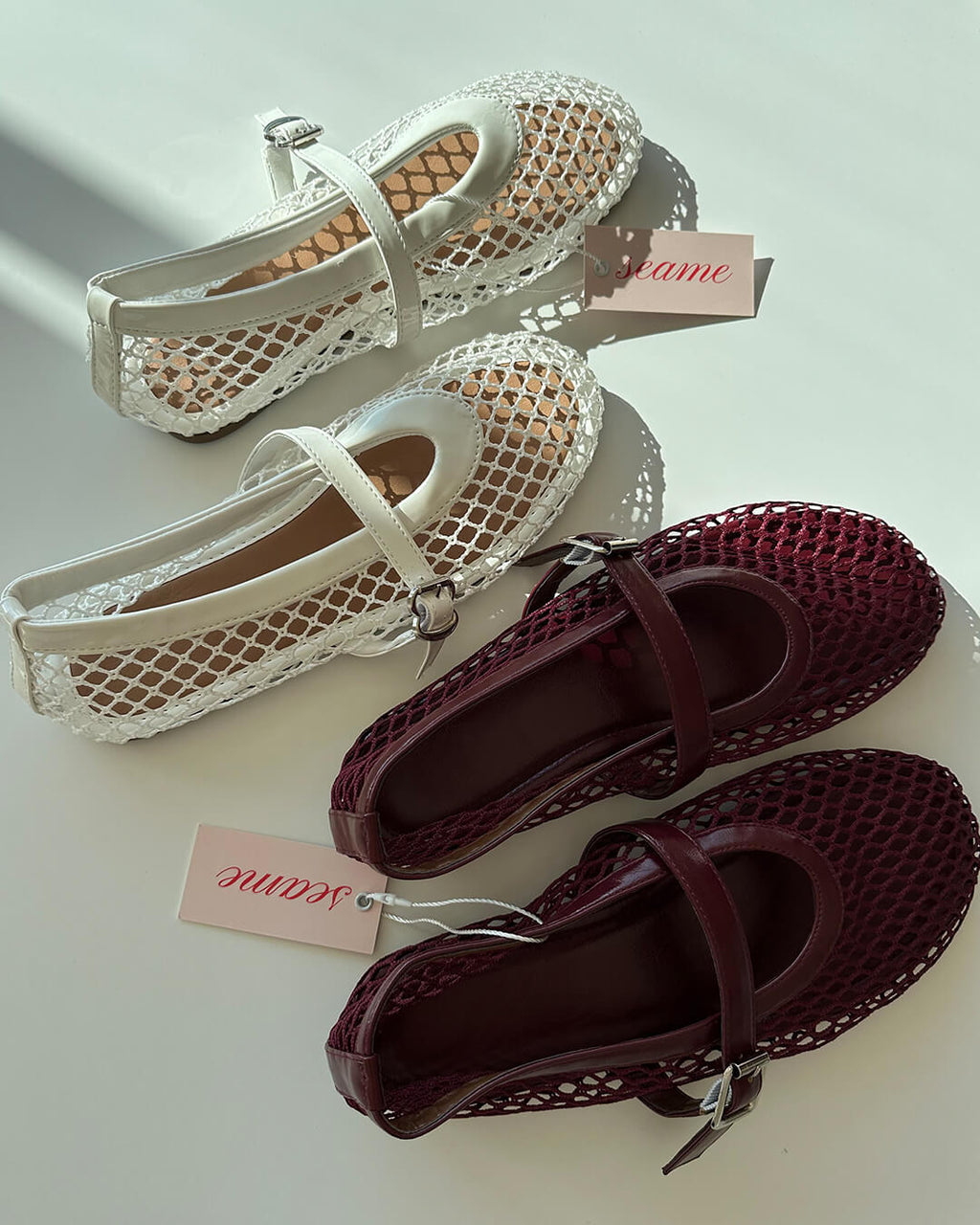 Women's Breathable Mesh Ballet Flats With Vegan Leather Trim