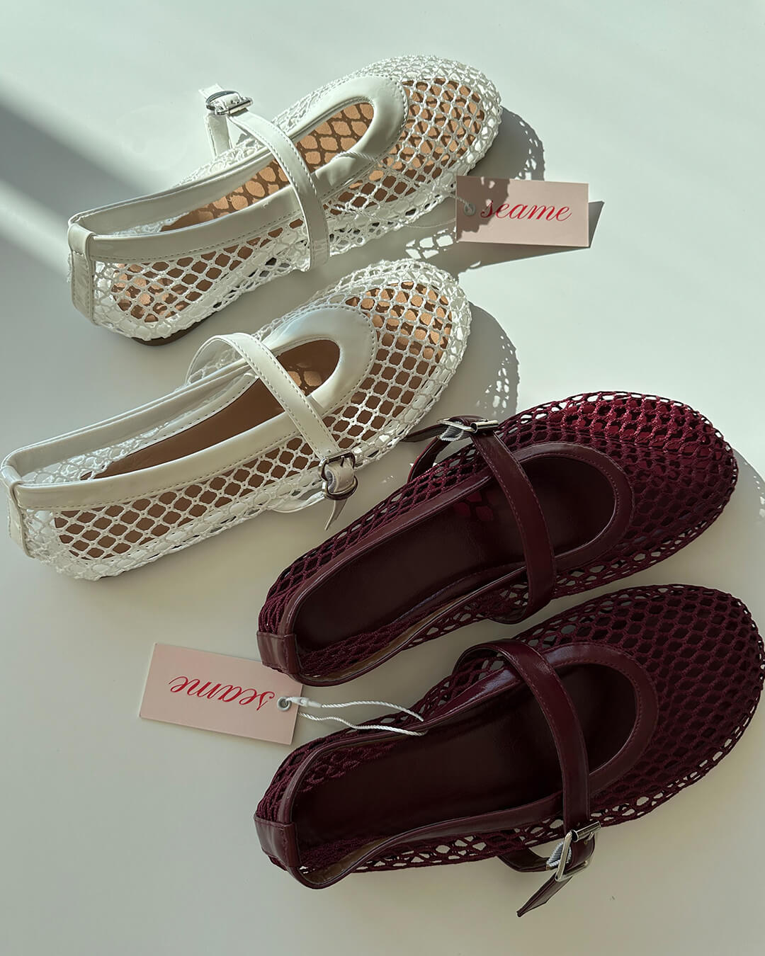 Women's Breathable Mesh Ballet Flats With Vegan Leather Trim