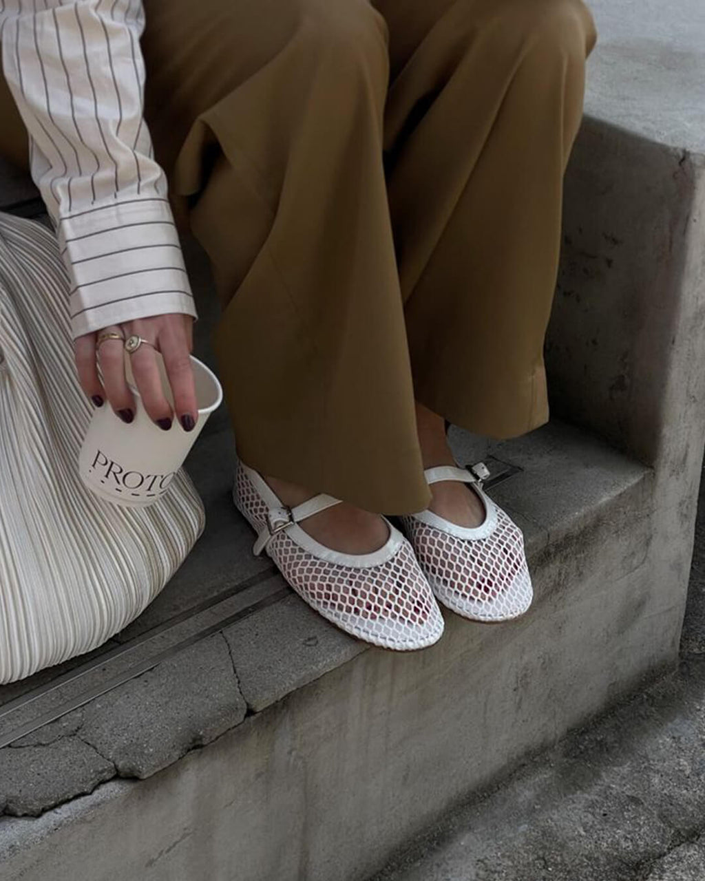 Women's Breathable Mesh Ballet Flats With Vegan Leather Trim
