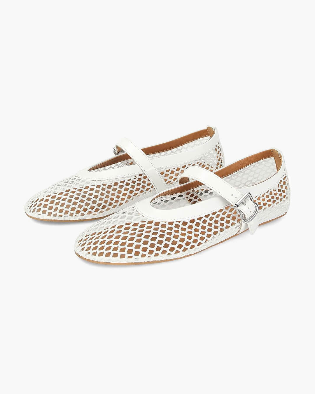 Women's Breathable Mesh Ballet Flats With Vegan Leather Trim