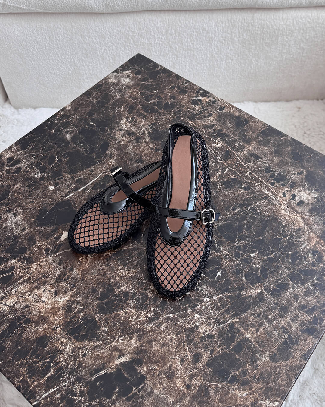 Women's Breathable Mesh Ballet Flats With Vegan Leather Trim
