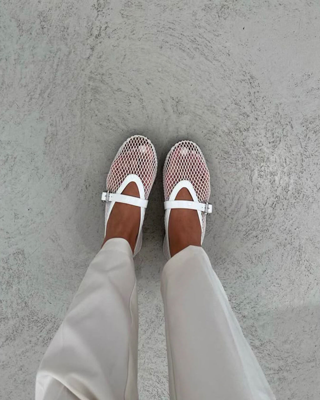 Women's Breathable Mesh Ballet Flats With Vegan Leather Trim