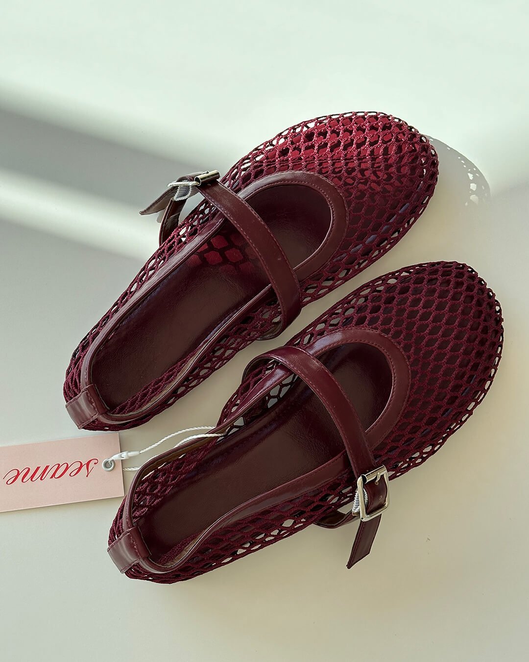 Women's Breathable Mesh Ballet Flats With Vegan Leather Trim