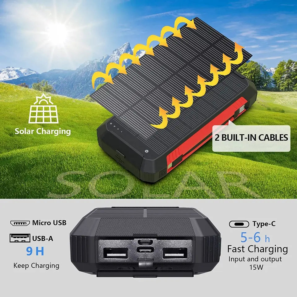 Batterie externe solaire 30 000mAh EclipseVolt, étanche avec recharge sans fil Qi