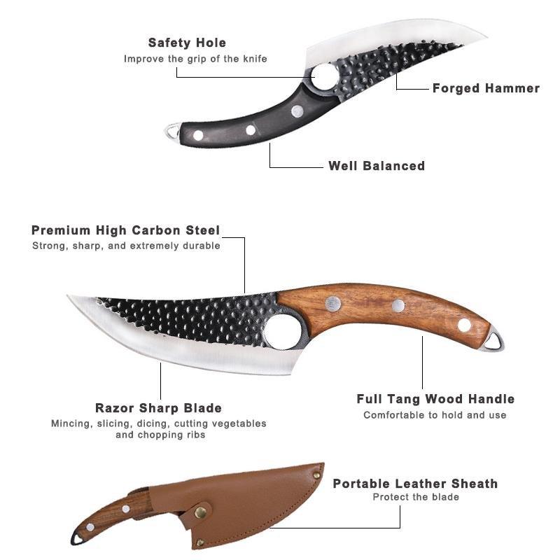 Hand-Forged Boning Knife for Chefs, 6-Inch Serbian Carbon Steel