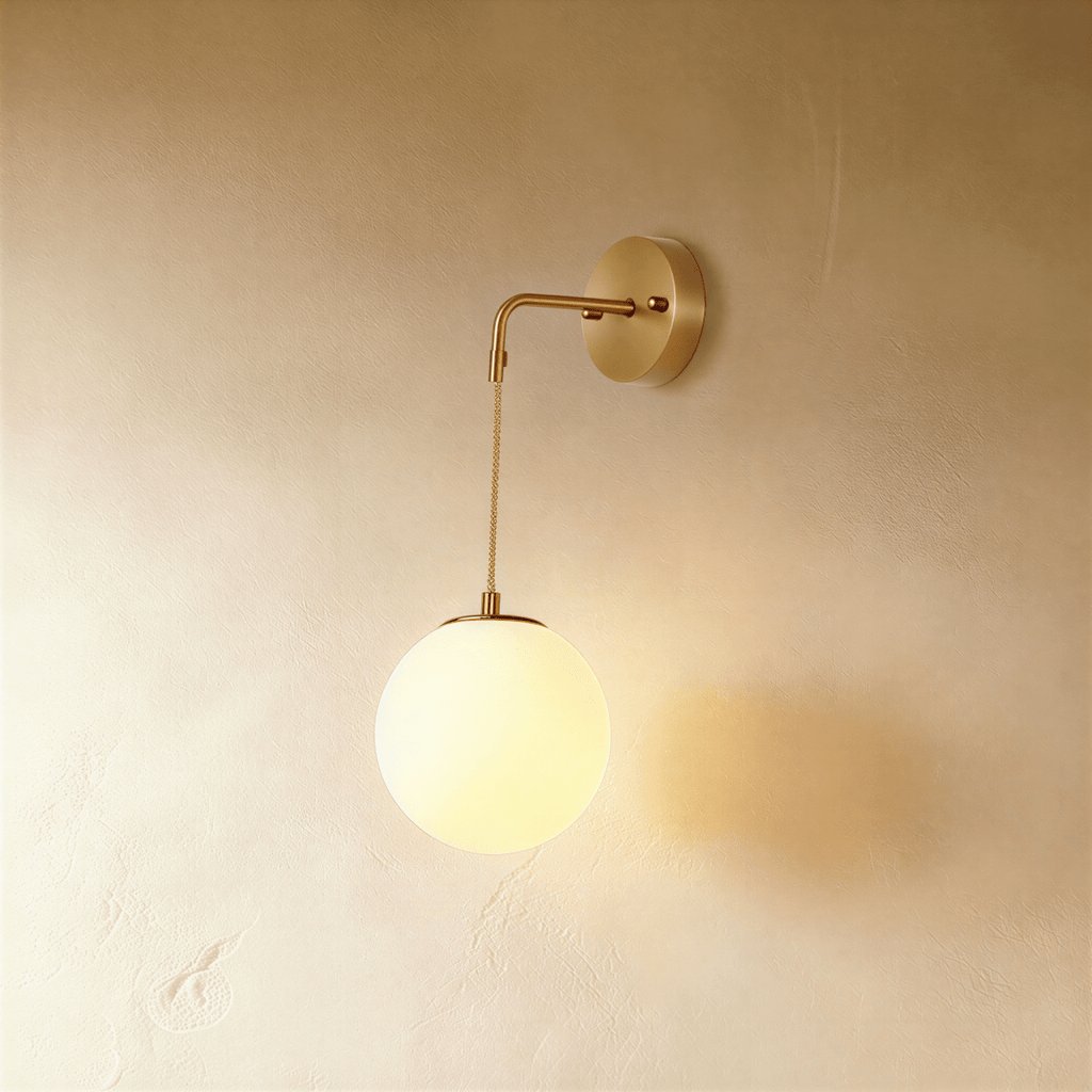Copper Halo Wall Light With Frosted Glass Shade And Minimalist Design