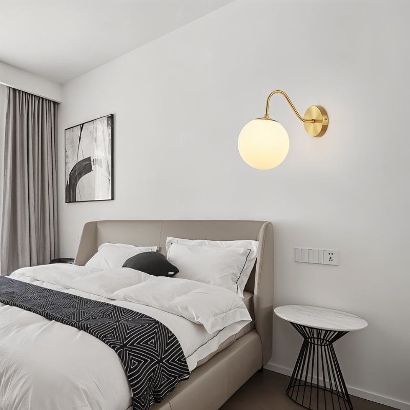 Copper Halo Wall Light With Frosted Glass Shade And Minimalist Design