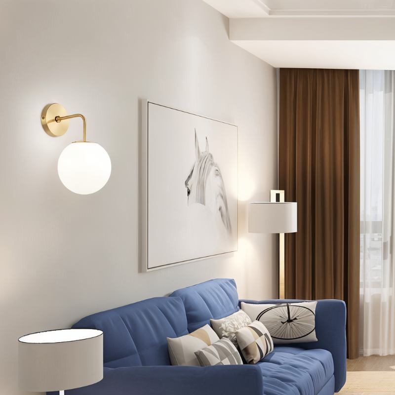 Copper Halo Wall Light With Frosted Glass Shade And Minimalist Design