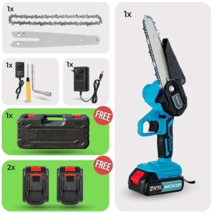 Mini-accukettingzaag, LumaSaw-ketting van 6 inch, lichtgewicht handgreep voor één hand