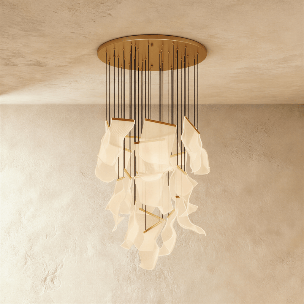 Żyrandol LumenWeave z warstwowego akrylu z rozproszonym światłem