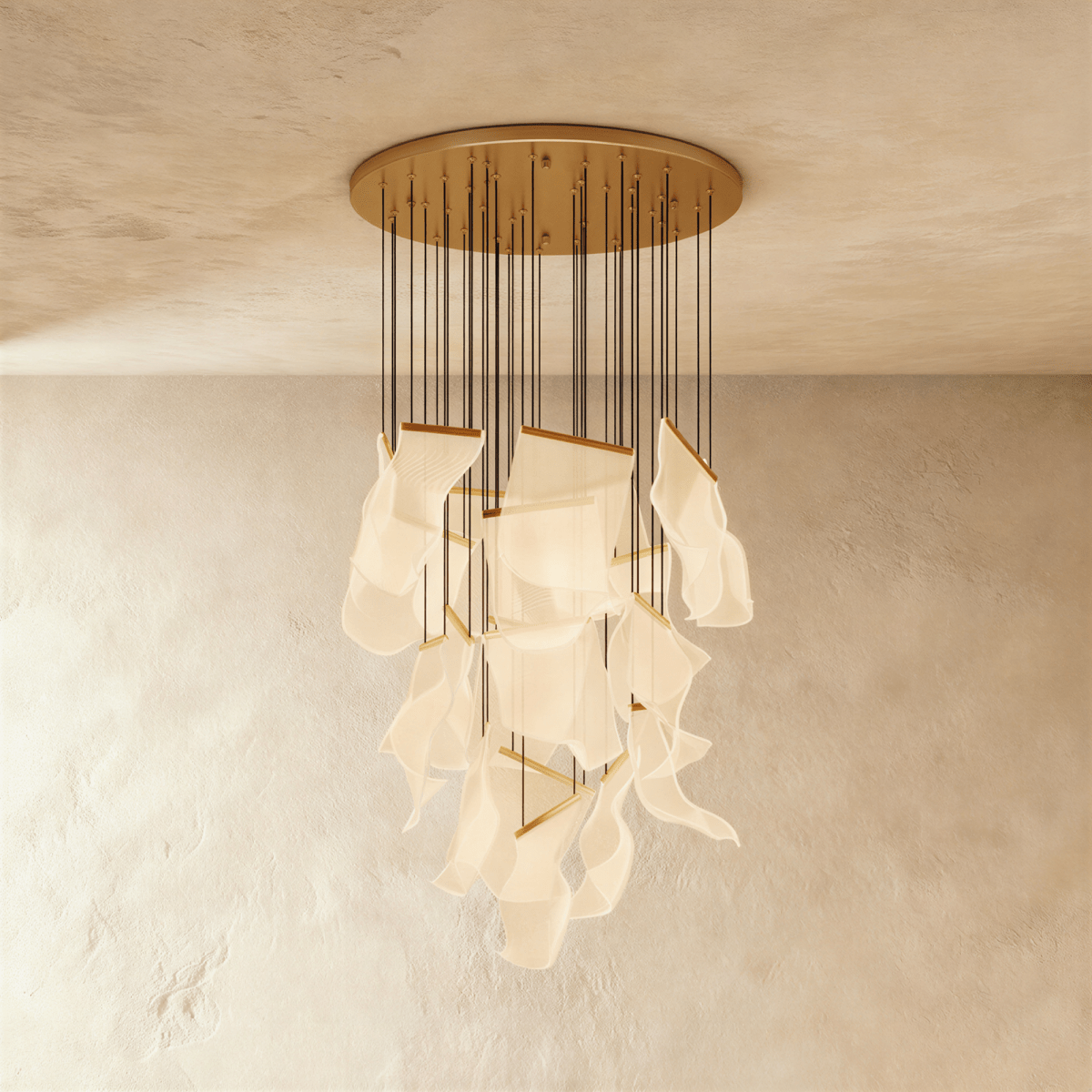 Żyrandol LumenWeave z warstwowego akrylu z rozproszonym światłem
