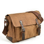 Waxed Canvas Crossbody Sling Bag With Leather Trim, Vintage Style