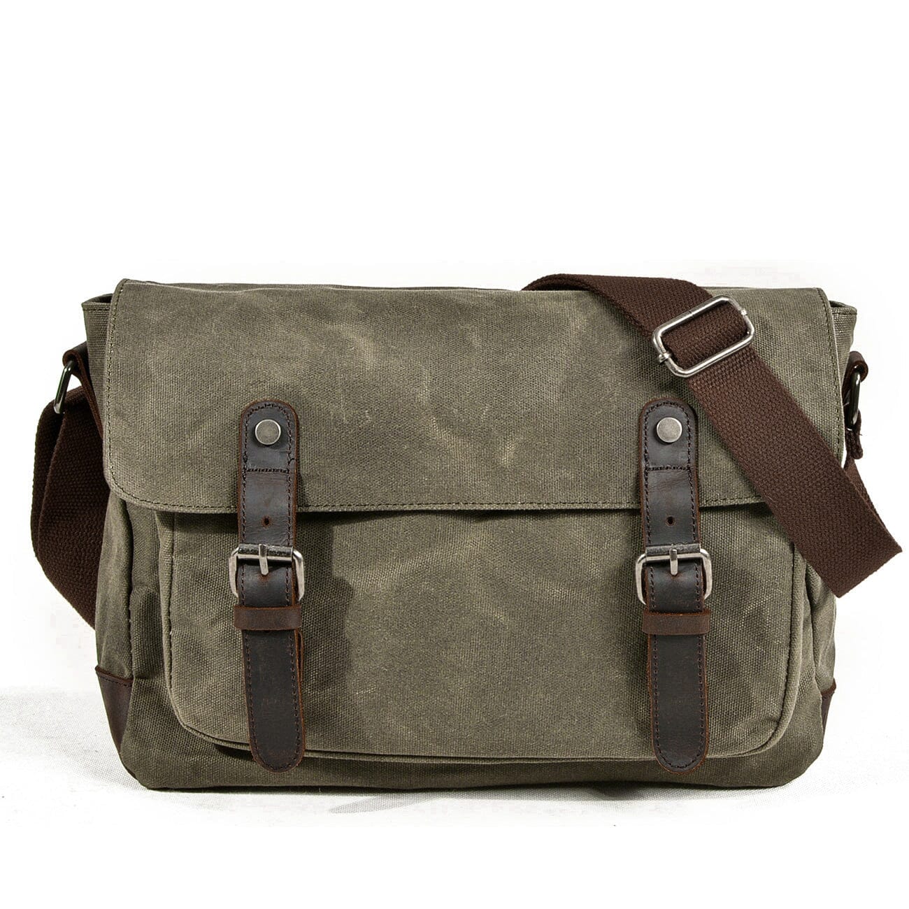 Waxed Canvas Crossbody Sling Bag With Leather Trim, Vintage Style