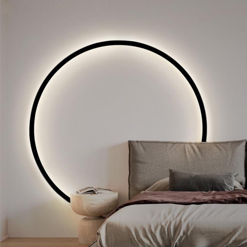 Round LED Wall Light, NovaHalo LumaNova, Black Minimalist Design