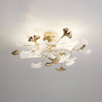 Olivia Elegant Leaf Ceramic/Metal Flush Mount Ceiling Light, Gold | Fioriscas