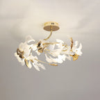 Olivia Elegant Leaf Ceramic/Metal Flush Mount Ceiling Light, Gold | Fioriscas