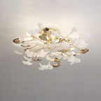 Olivia Elegant Leaf Ceramic/Metal Flush Mount Ceiling Light, Gold | Fioriscas