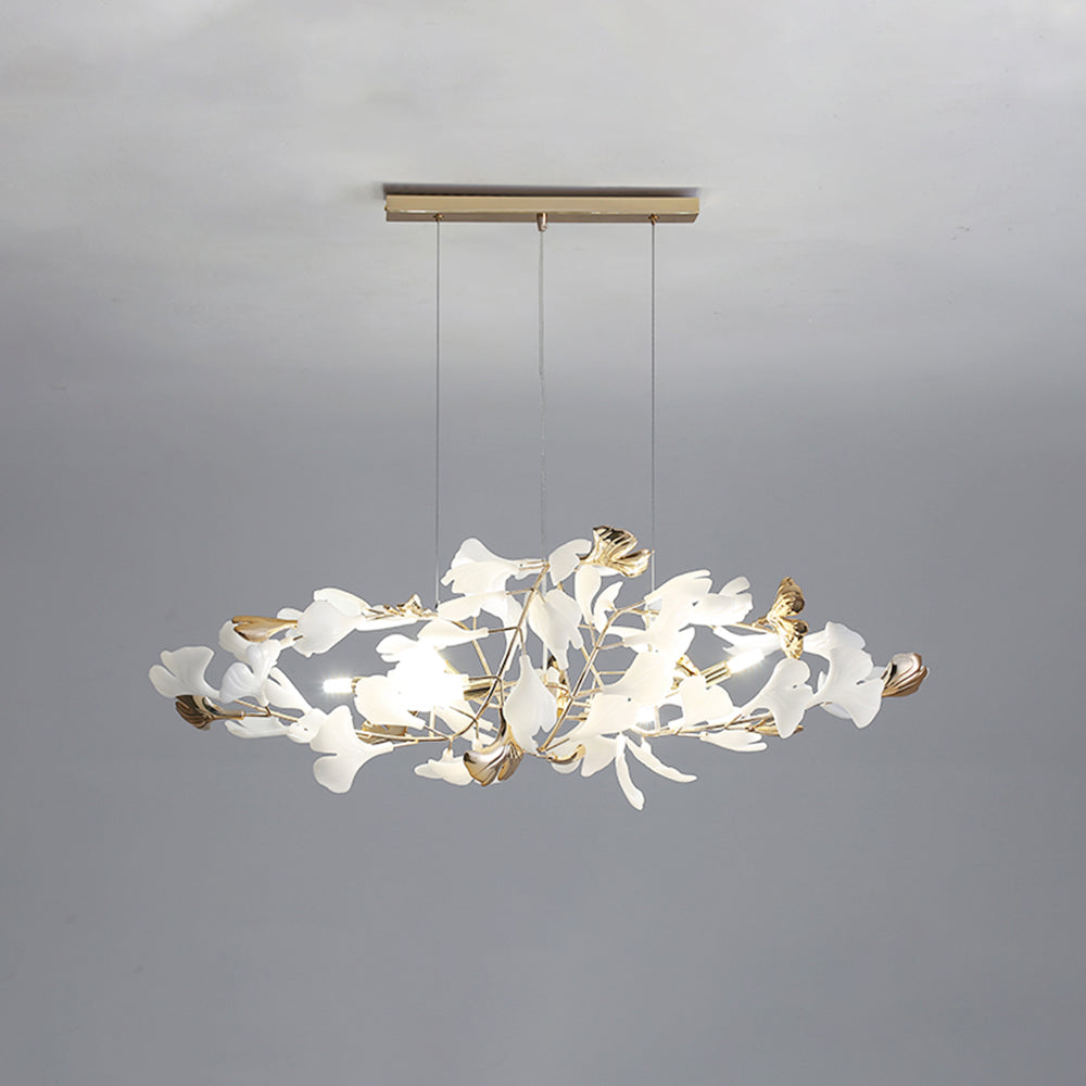 Olivia ginkgo-lehden muotoinen moderni metallinen kattokruunu, kulta | Fioriscas