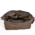 Waxed Canvas Crossbody Sling Bag With Leather Trim, Vintage Style