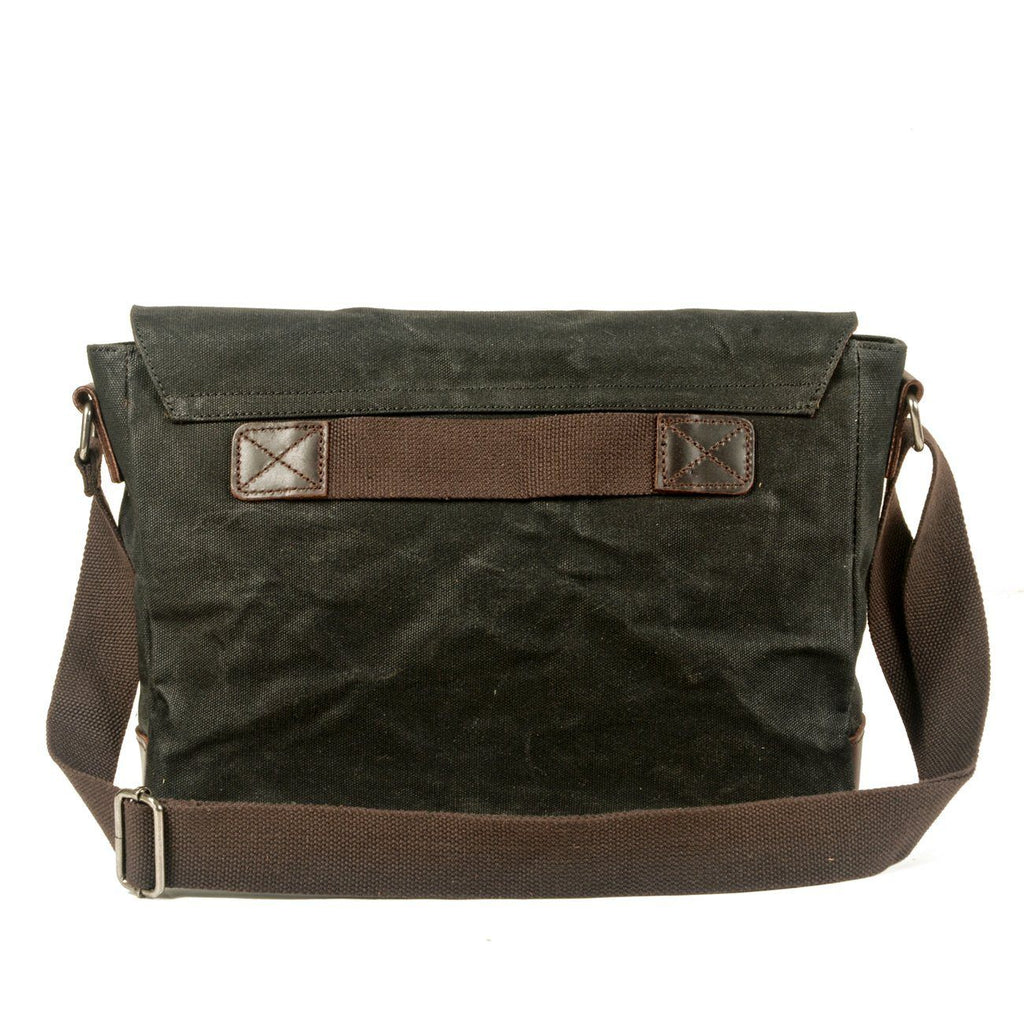 Waxed Canvas Crossbody Sling Bag With Leather Trim, Vintage Style
