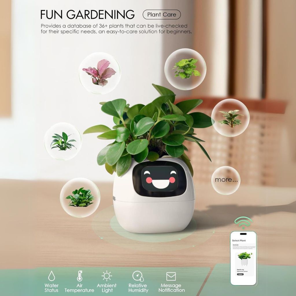 Alexa対応、ジェスチャーで作動するIvyスマート植木鉢コンパニオン | Fioriscas