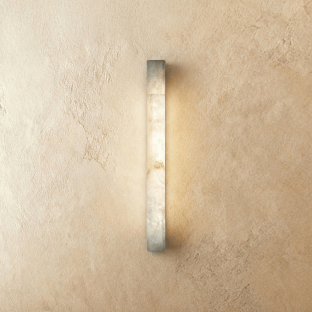 LumaCrest Alabaster Wall Sconce With Modern Metal Frame And Soft Glow