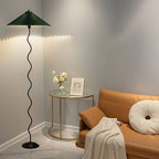 Serpentine lenvászon lámpaernyő állólámpa art deco stílusban, vintage ihletésű  