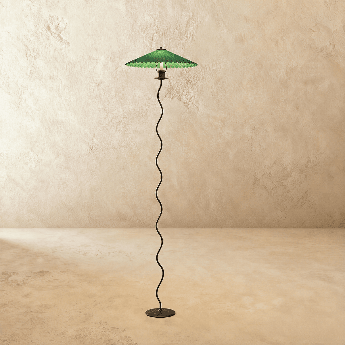Serpentine lenvászon lámpaernyő állólámpa art deco stílusban, vintage ihletésű  