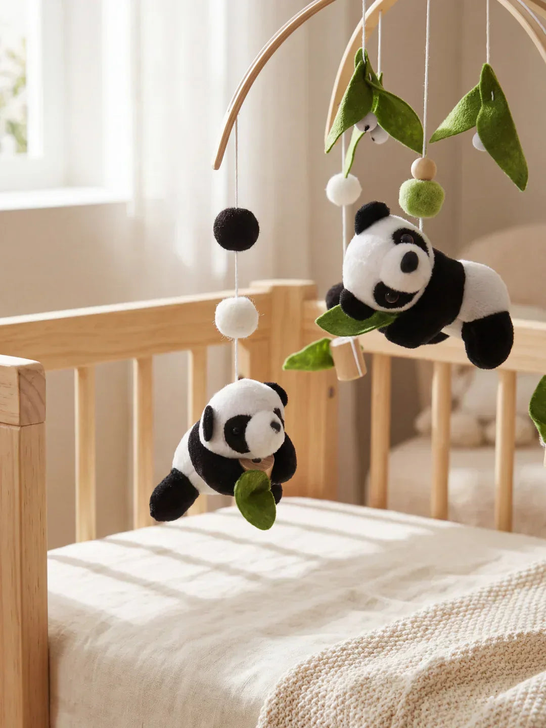 Natural Wood Crib Mobile To Calm Your Baby At Bedtime