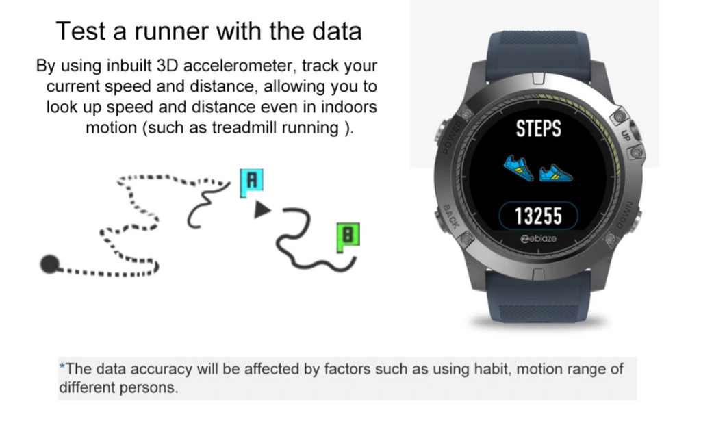 RidgeTech robust udendørs-smartwatch, vand- og støvafvisende, pulsmåling
