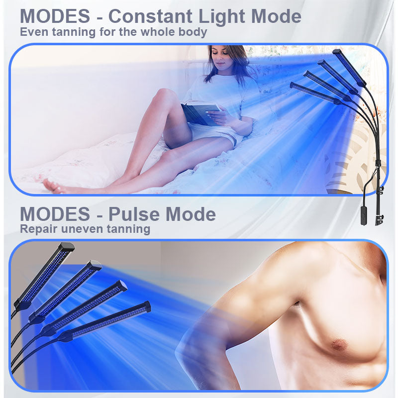 Lampe effet bonne mine pour tout le corps – Lampe de bronzage à double longueur d’onde avec 432 LED et pied réglable | Fioriscas