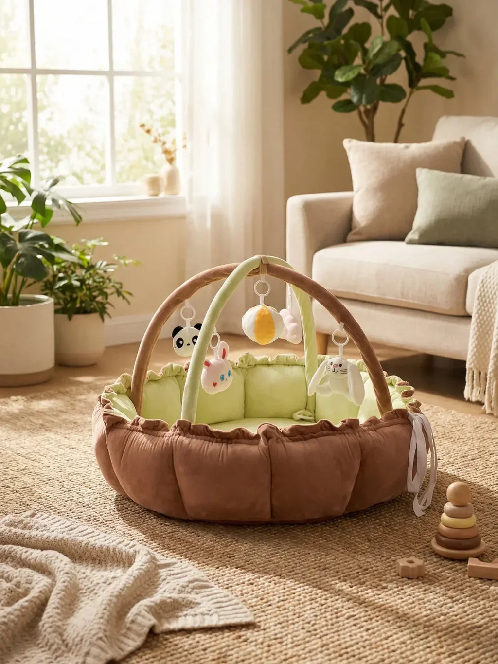 Convertible Baby Play Gym With Sensory Arch & Play Mat
