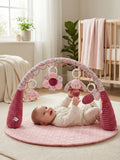 Blomsterkanin 2-i-1-sansebue og legemåtte – lyserød babygym | Fioriscas