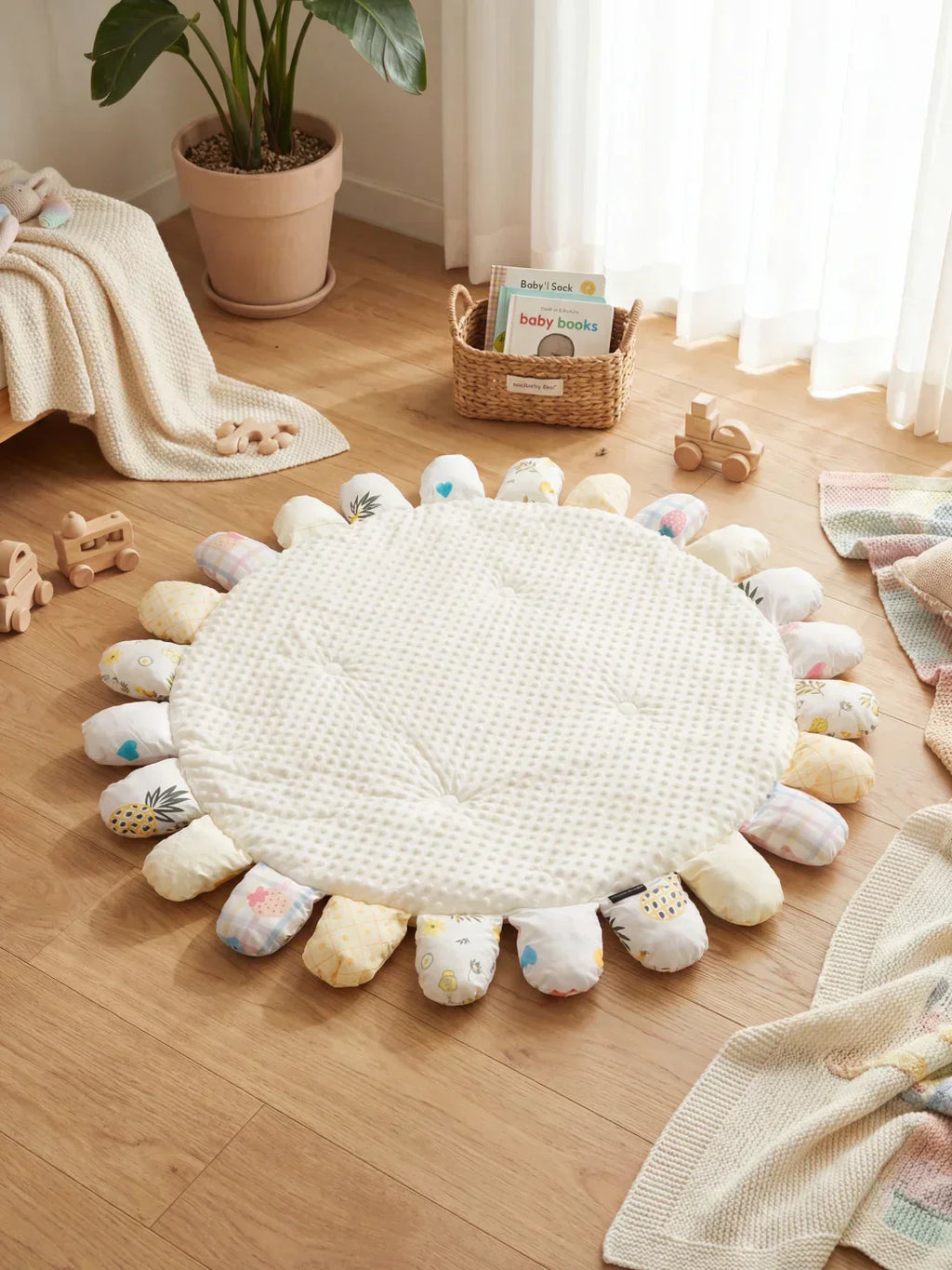 حصيرة لعب مبطنة للأطفال من القطن المبطّن، 120 × 120cm